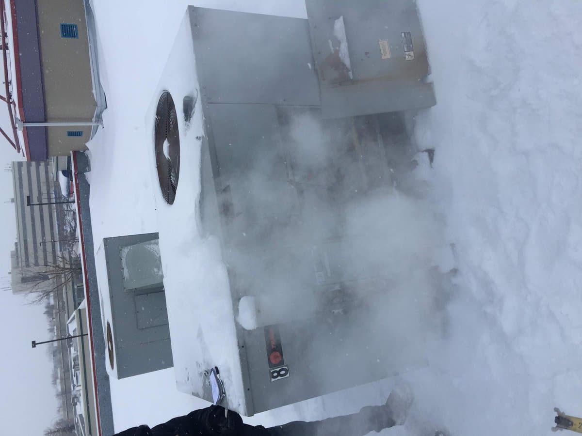 HVAC system in Calgary winter snow